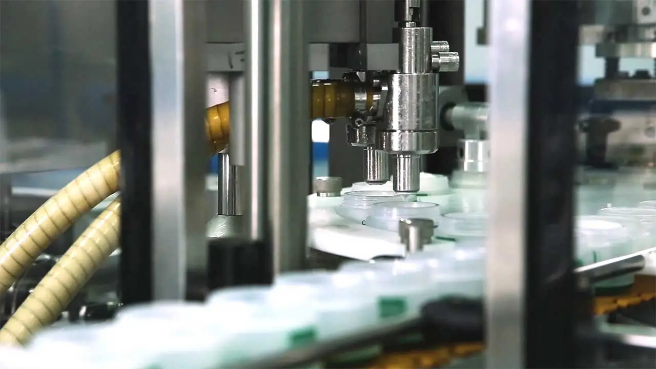 Automated cosmetics filling line at the Rowe Cosmetics factory in Esenyurt, Istanbul